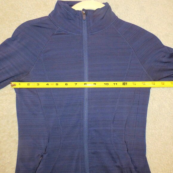 Athleta Sz XXS Heathered Blue Full Zip Mockneck Performance Jacket Thumbholes - Picture 7 of 16